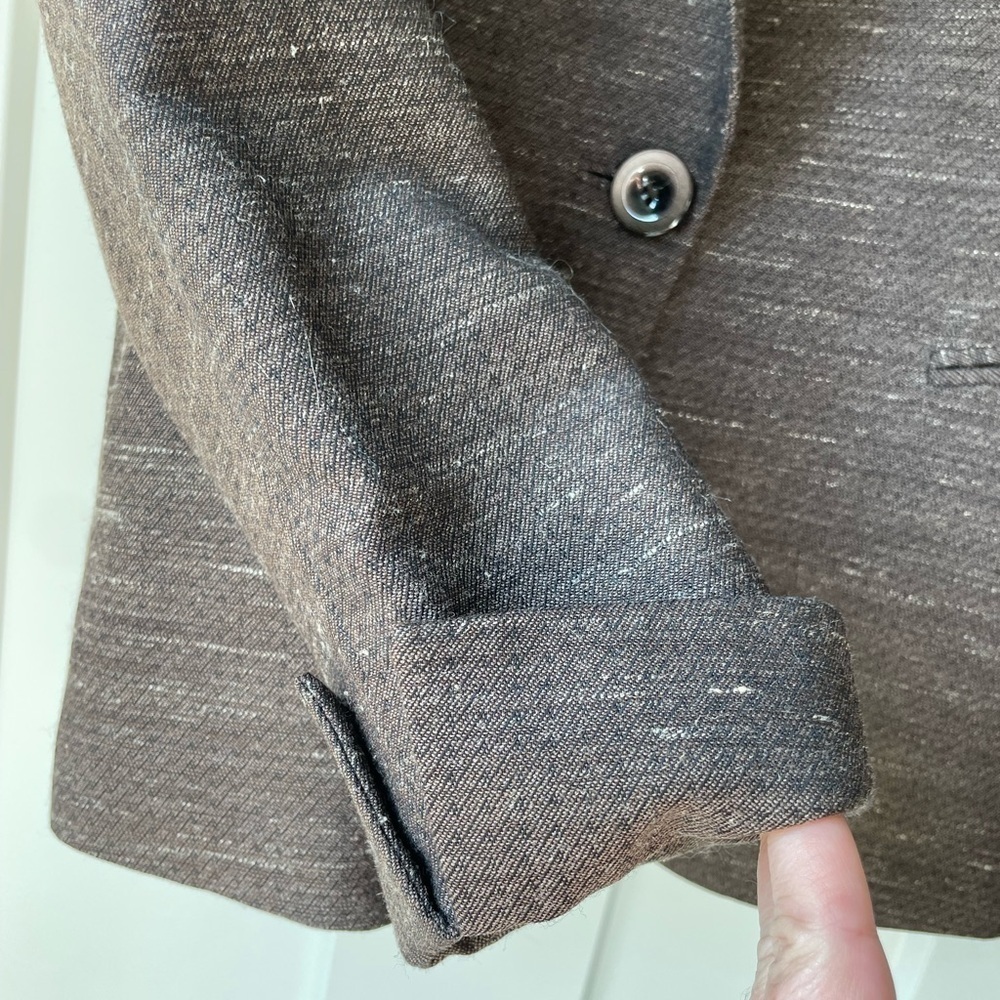 Lafayette 148 Dark Chocolate Wool Blend Minimalist Tailored Blazer - Picture 6 of 12